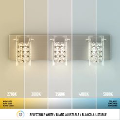 Alternative view of Artika Crystal Cube 21-in (53 cm) 3-Light Modern LED 5-CCT Vanity Light for Bathroom