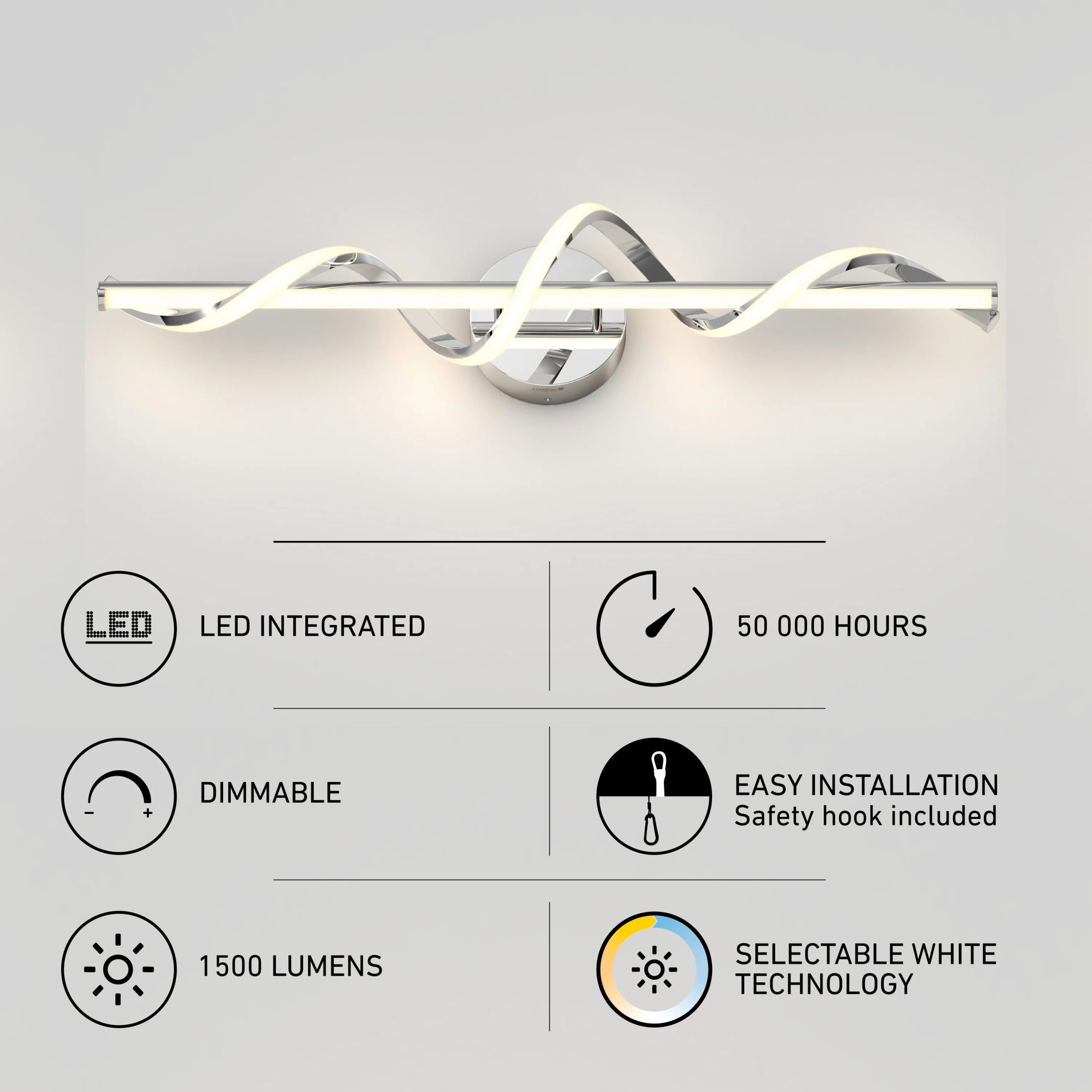 Artika Coda 27-in (69 cm) Integrated LED 5-CCT Vanity Light Bar for Bathroom - Image 3