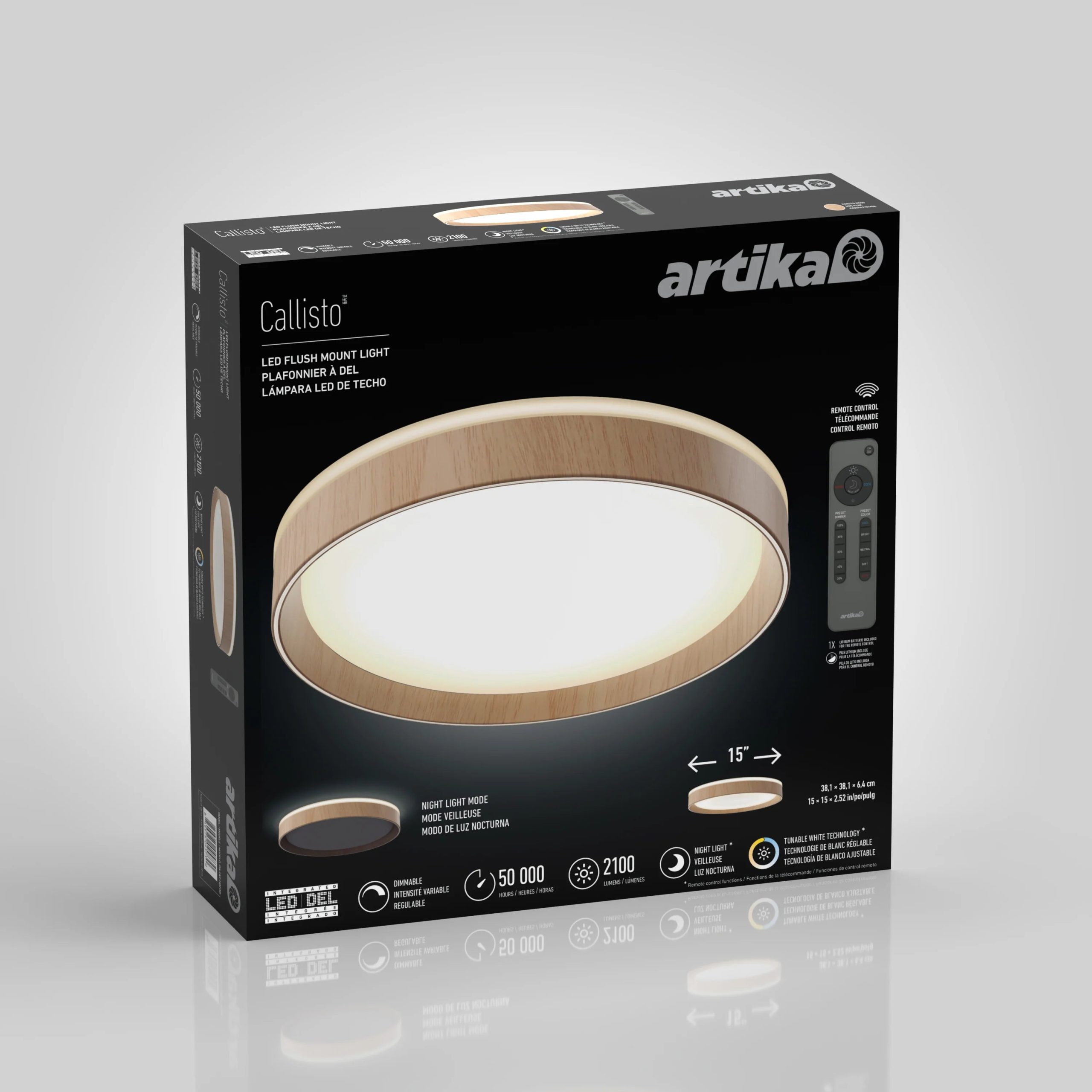 Artika Callisto 15 in. (38 cm) Modern LED Flush Mount Ceiling Light 5 CCT - Image 24