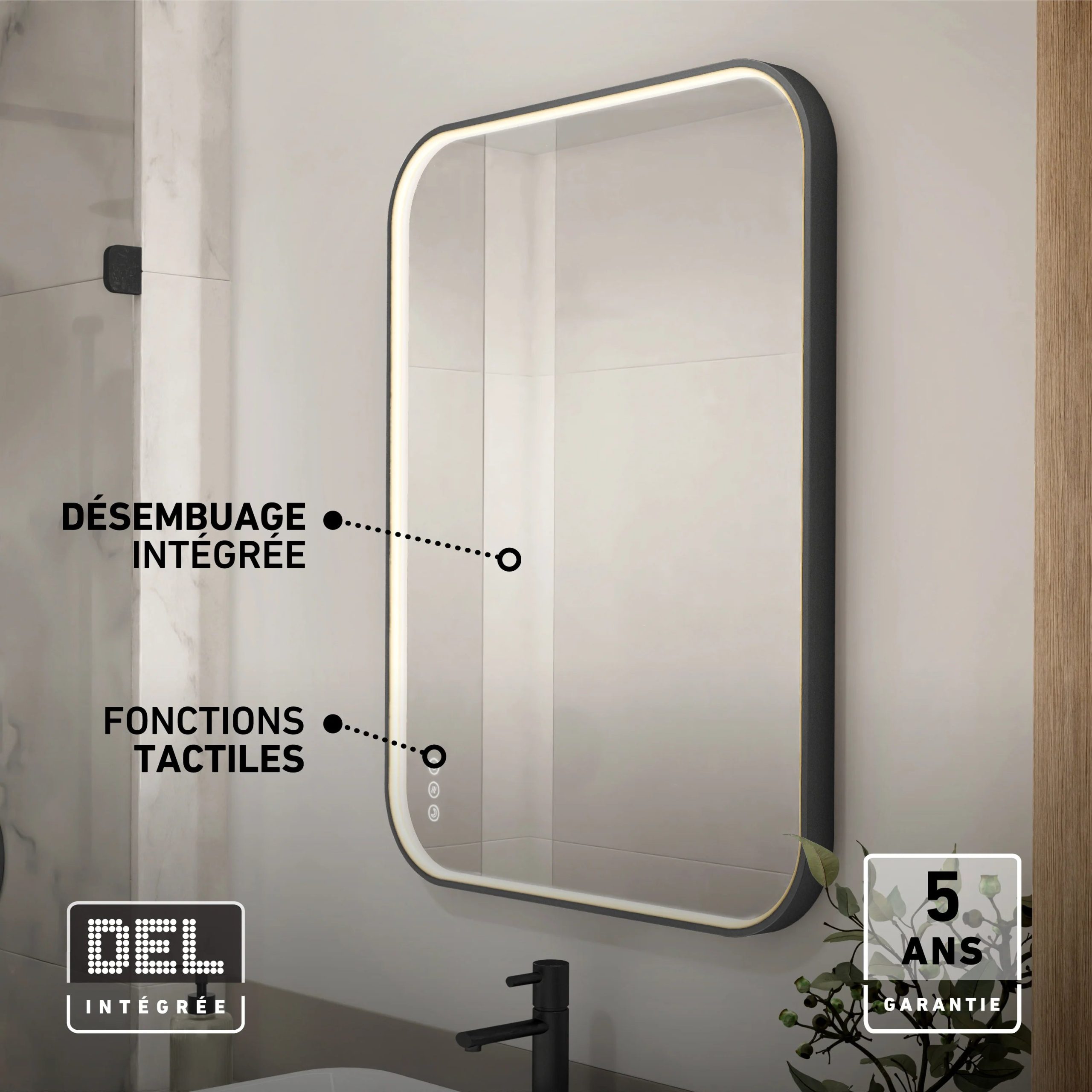 Artika Royce 24 in. x 32 in. (61 x 81 cm) Dimmable Anti-Fog LED Mirror - Image 36