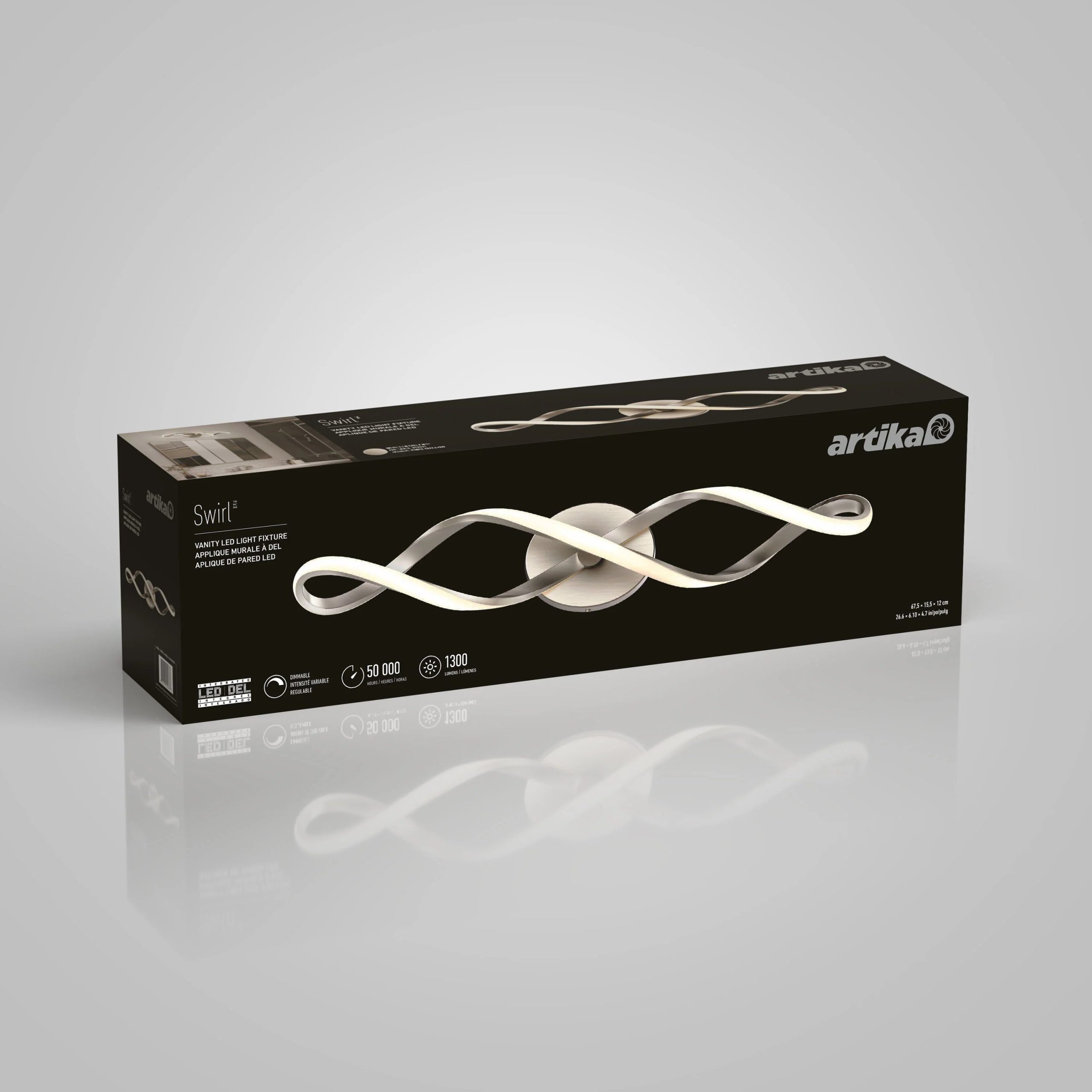 Artika Swirl 27-in (68 cm) 3-Light Modern LED Vanity Light for Bathroom - Image 7