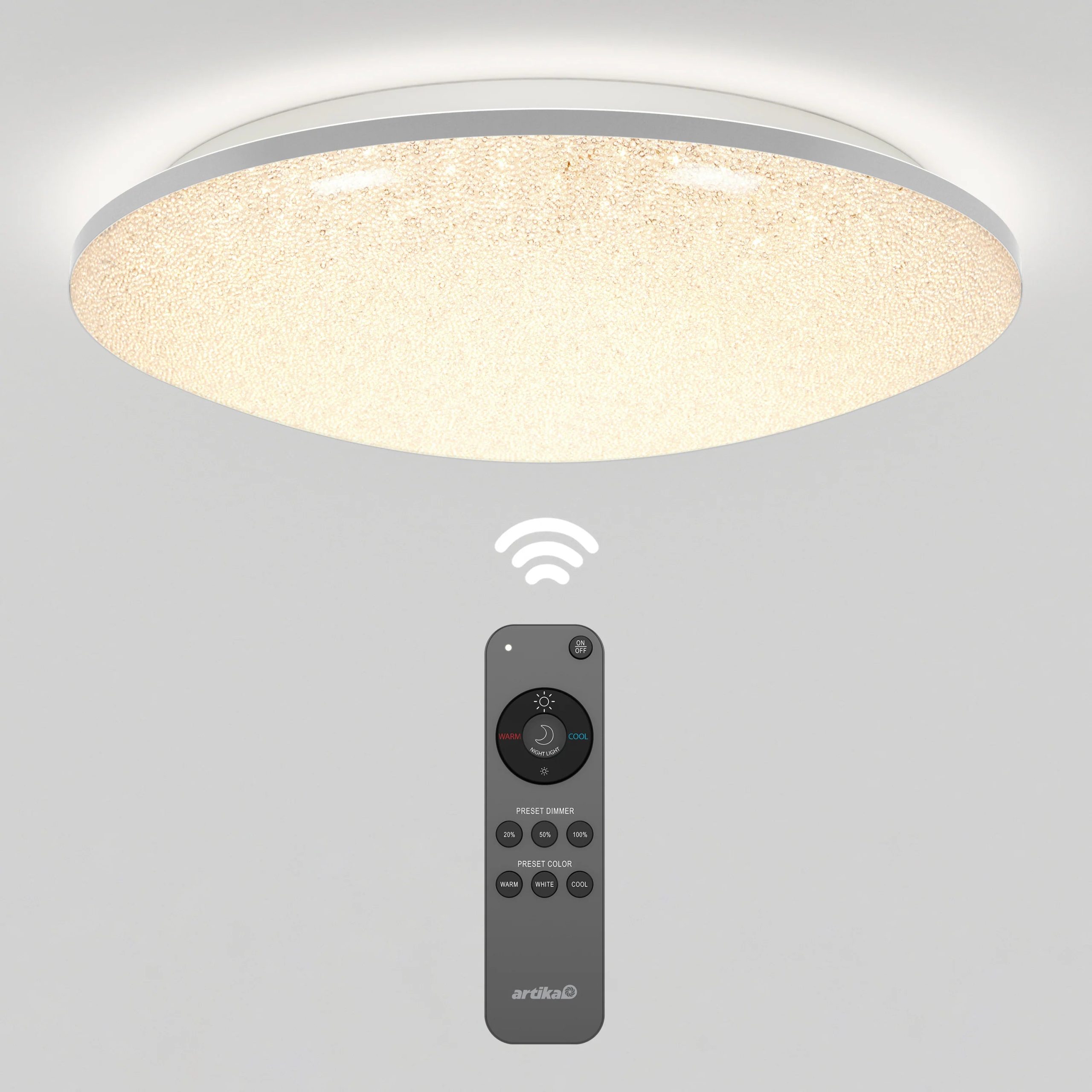 Artika Sparkle 18 in. (45 cm) Modern LED Flush Mount Ceiling Light - With Remote - Image 8