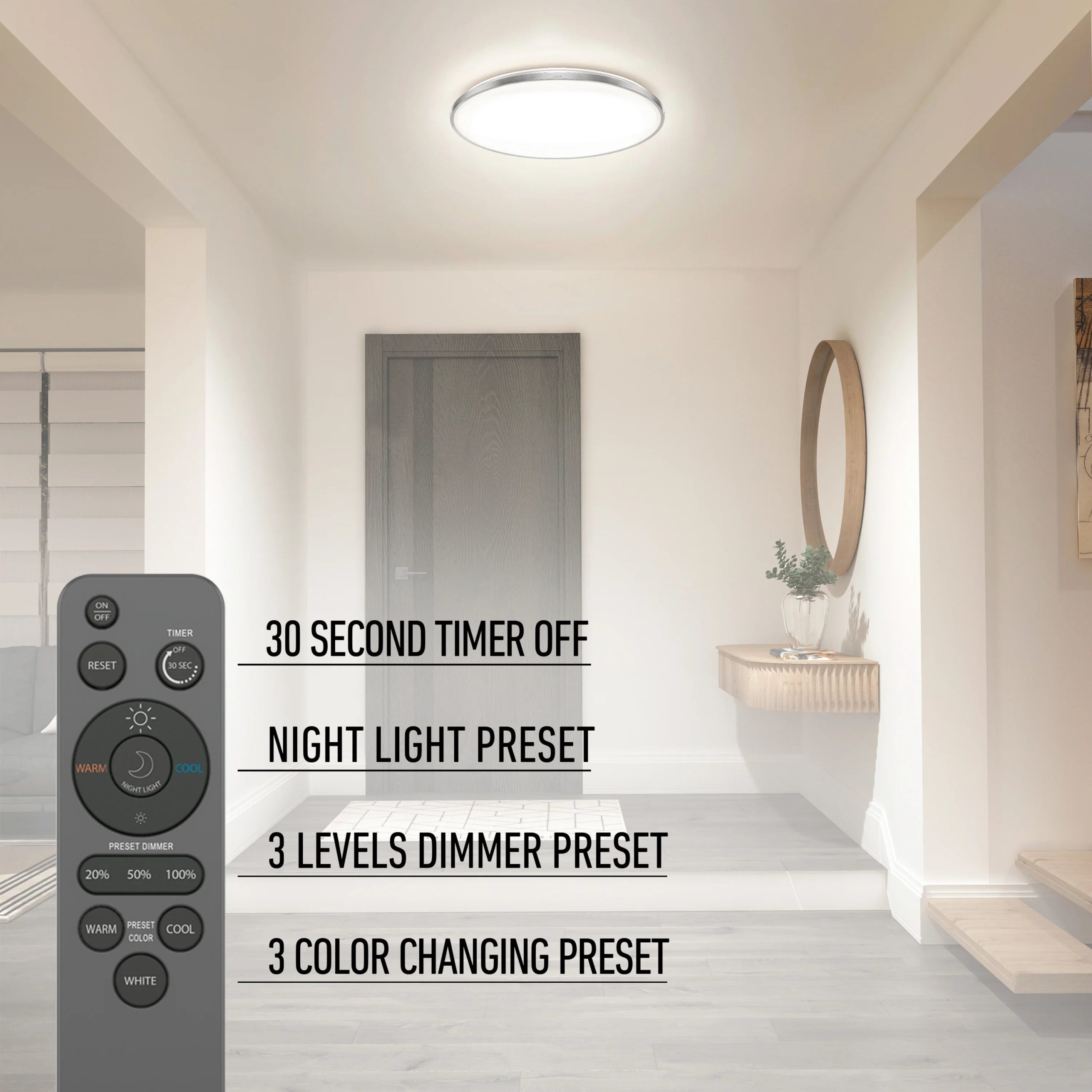Artika Europa 21 in. (54 cm) Modern LED Flush Mount Ceiling Light - with remote - Image 27