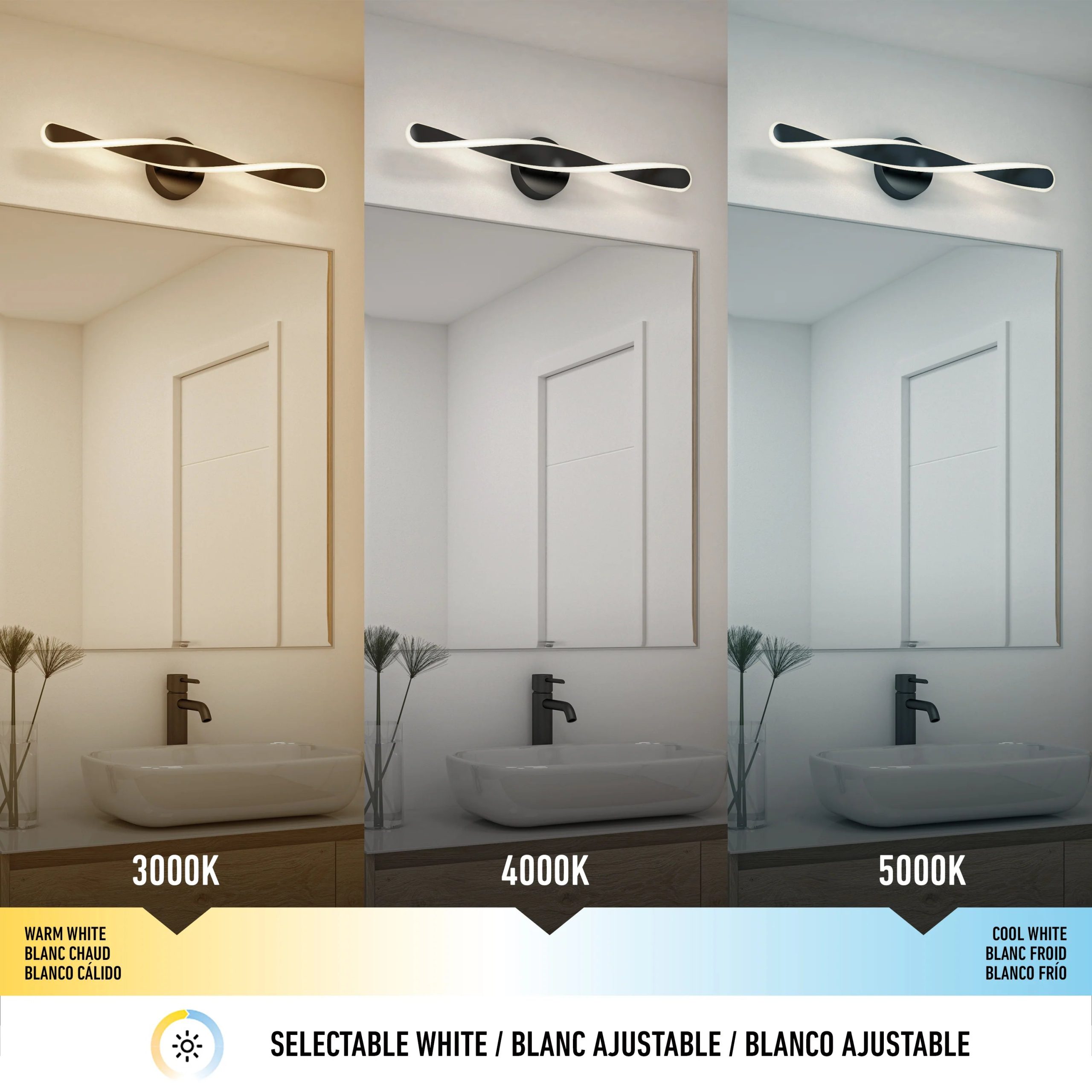 Artika Finley 28-in (70 cm) Integrated LED 3-CCT Vanity Light Bar for Bathroom - Image 9
